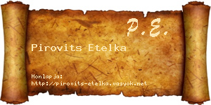 Pirovits Etelka névjegykártya